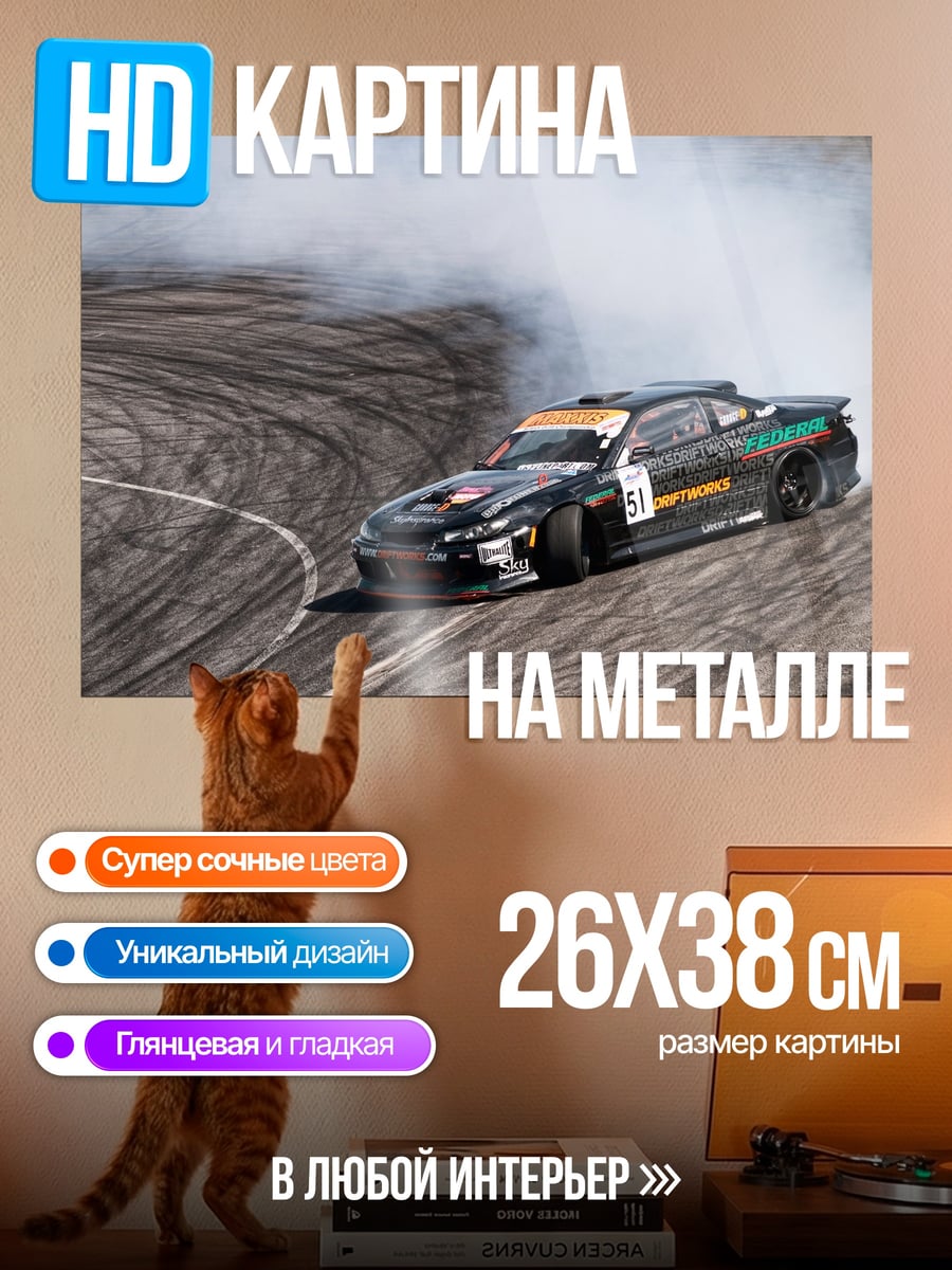 Картина на металле Дрифт на треке