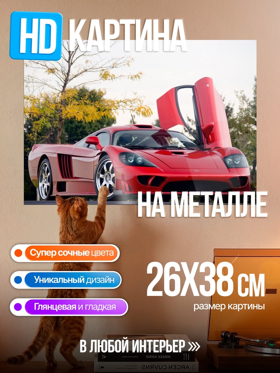 Картина на металле Красный спорткар