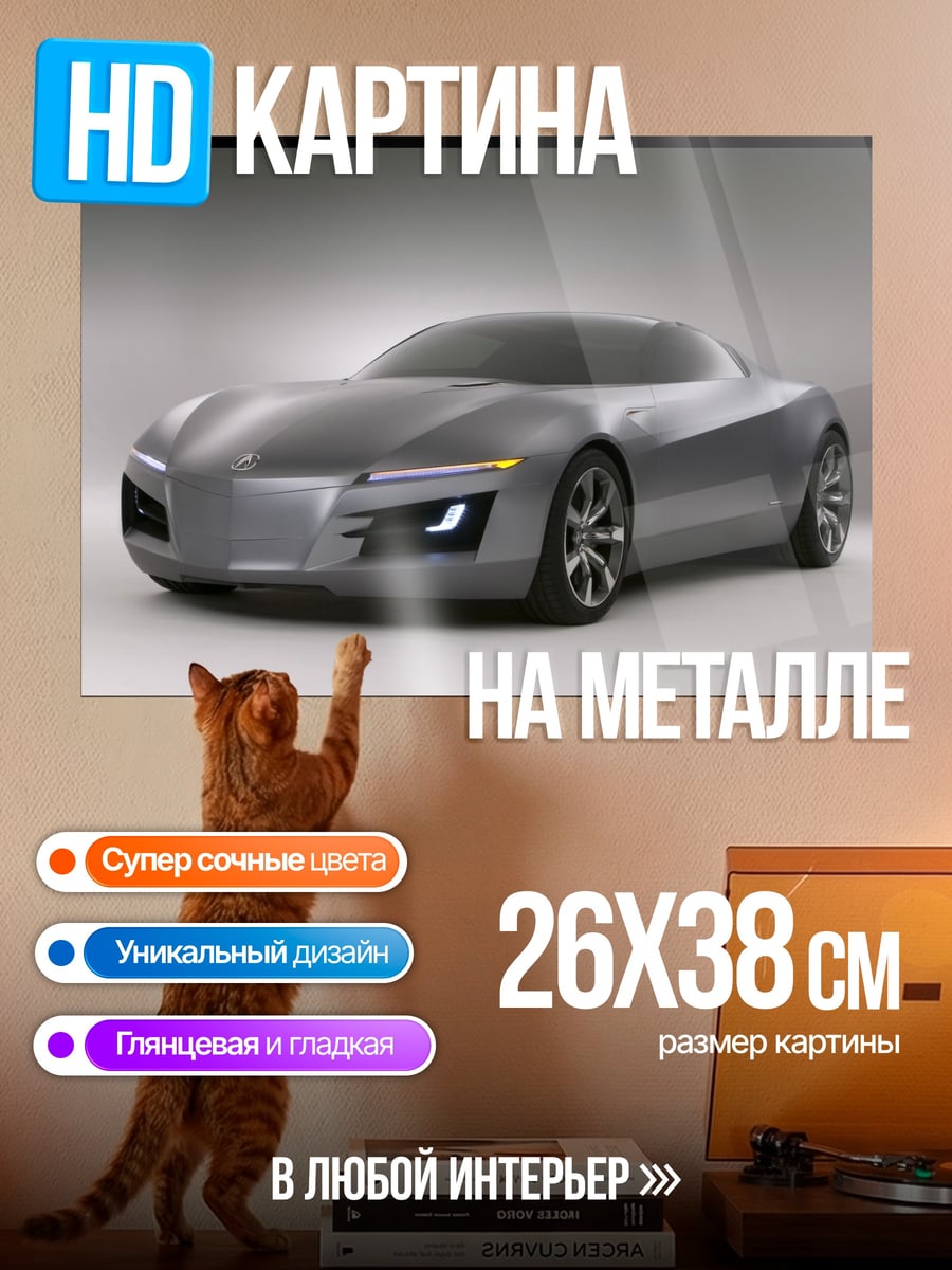 Картина на металле Серебристый концепткар