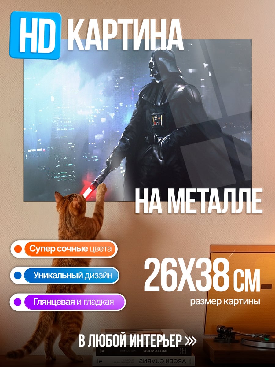 Картина на металле Дарт Вейдер с мечом
