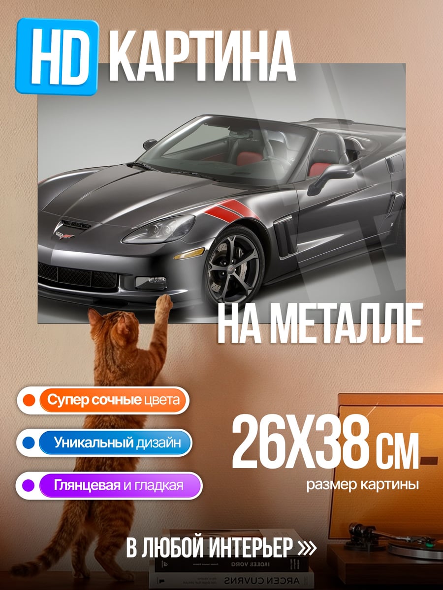 Картина на металле Спортивный автомобиль Corvette