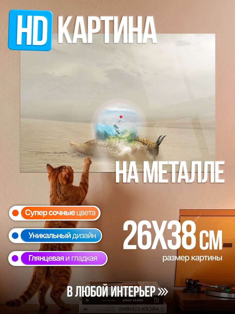 Картина на металле Пустынный мир улитки