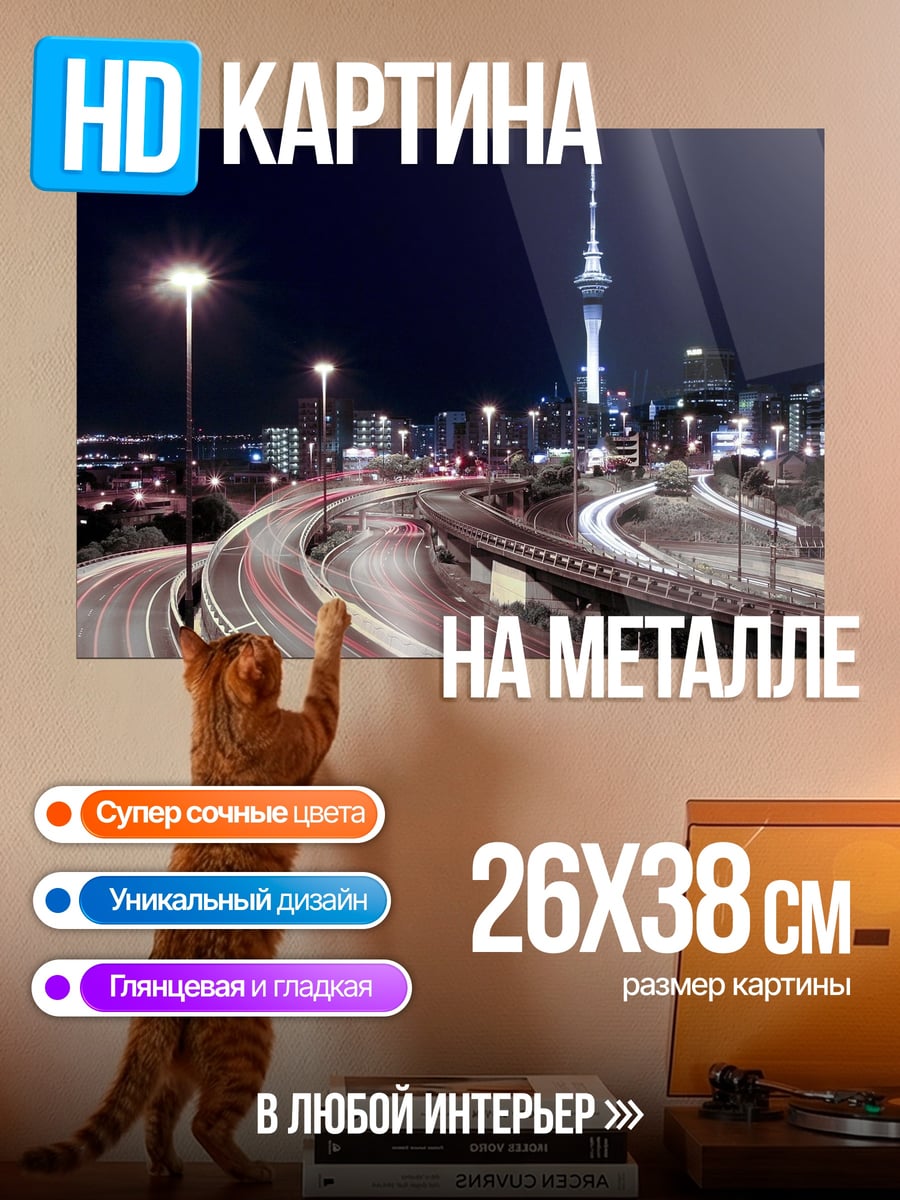 Картина на металле Ночной город