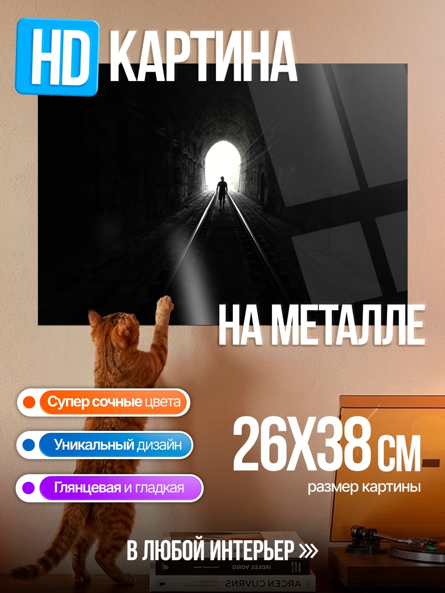 Картина на металле Человек в тоннеле
