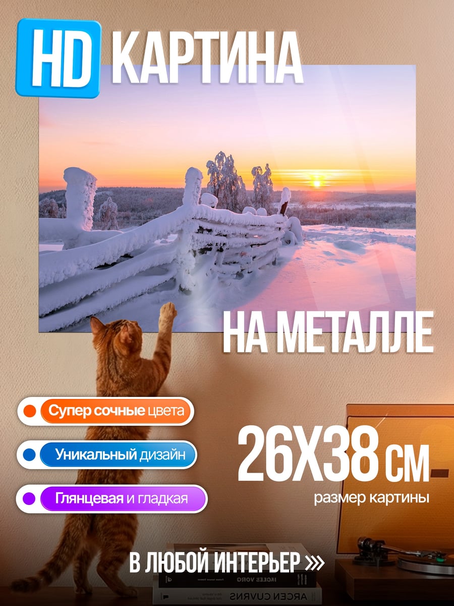 Картина на металле Зимний рассвет