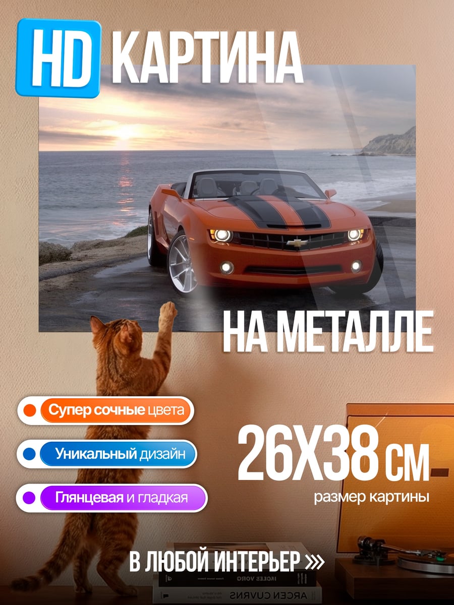 Картина на металле Оранжевый Камаро
