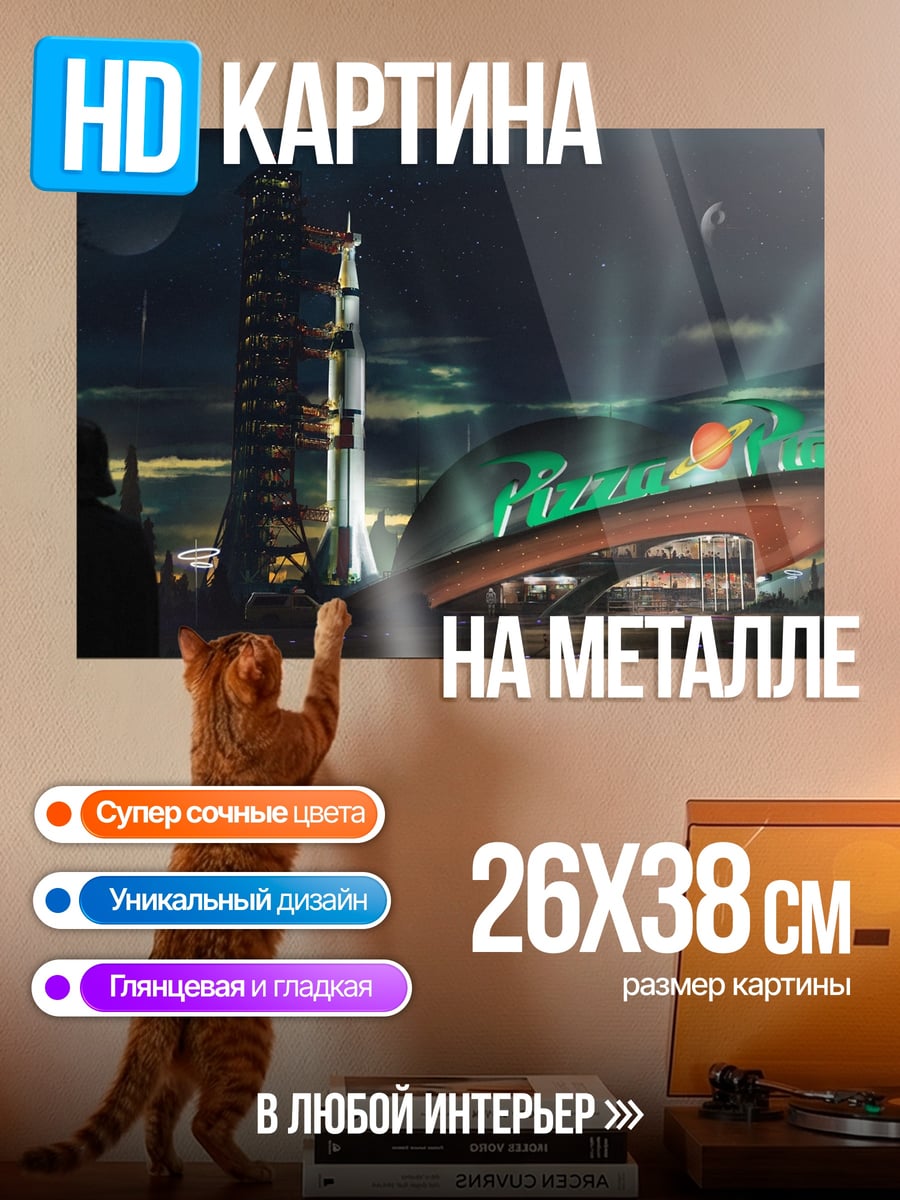 Картина на металле Космический корабль на старте