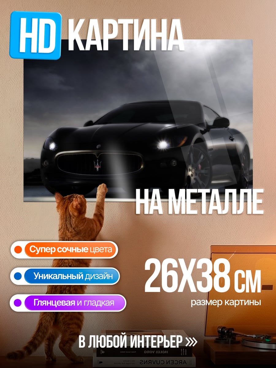 Картина на металле Черный спорткар