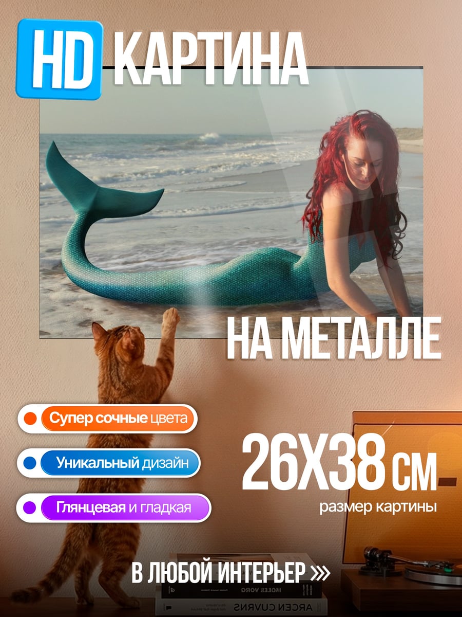 Картина на металле Русалка на берегу