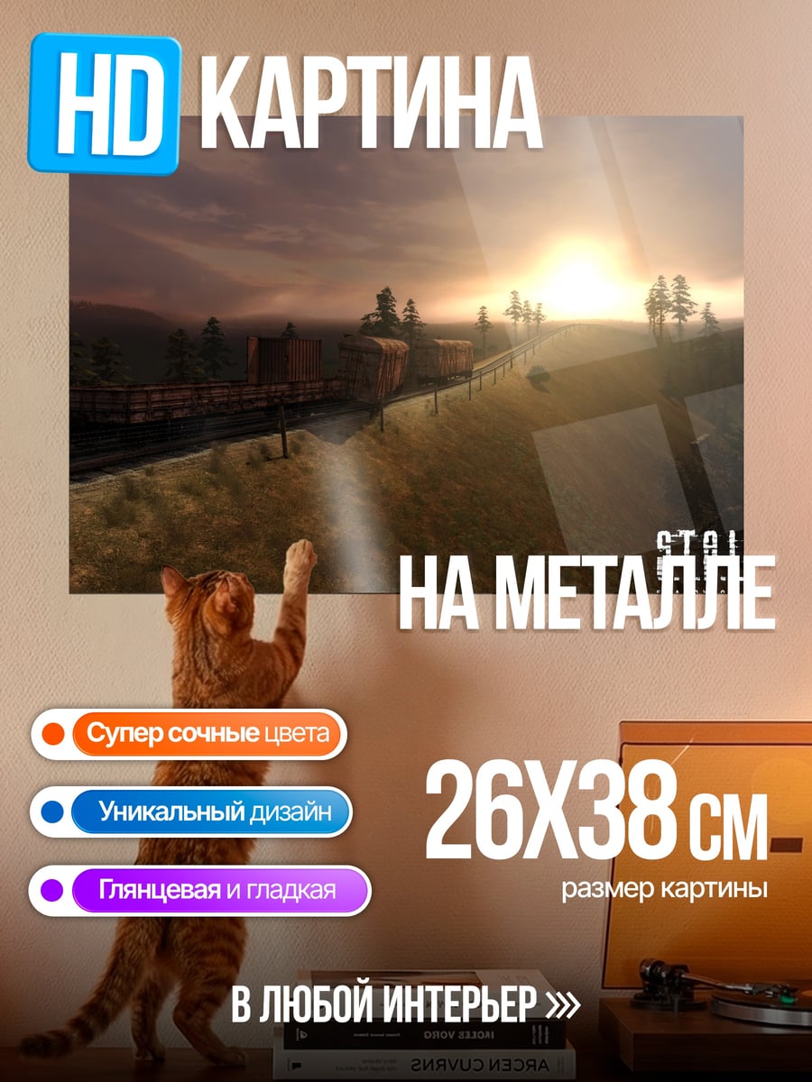 Картина на металле Закат в Сталкере