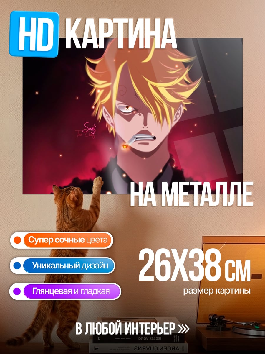 Картина на металле Санджи огненный