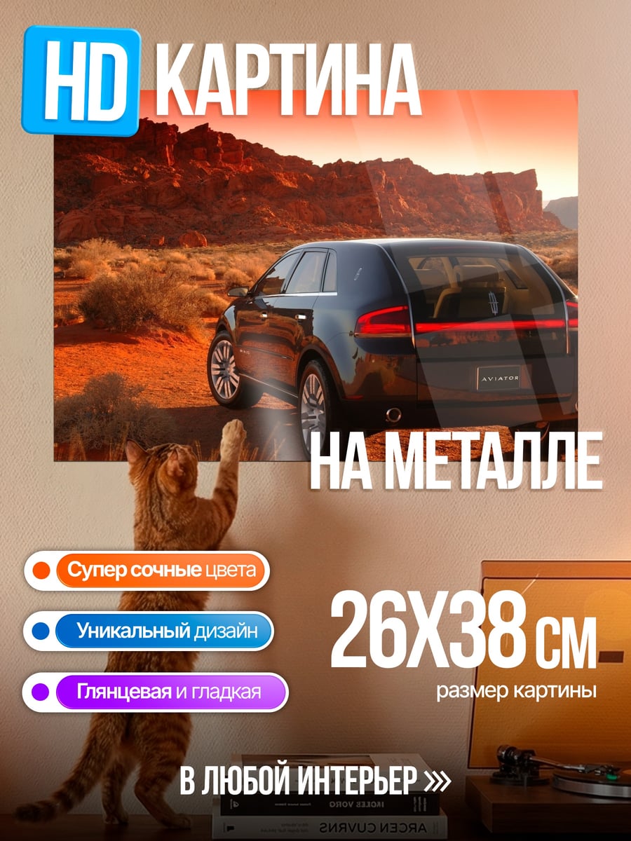 Картина на металле Внедорожник пустыня закат