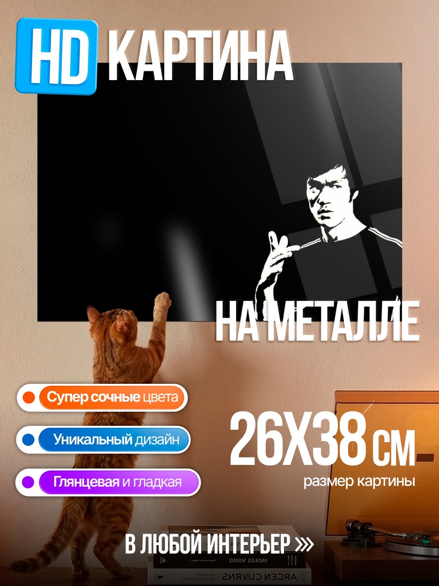Картина на металле Брюс Ли