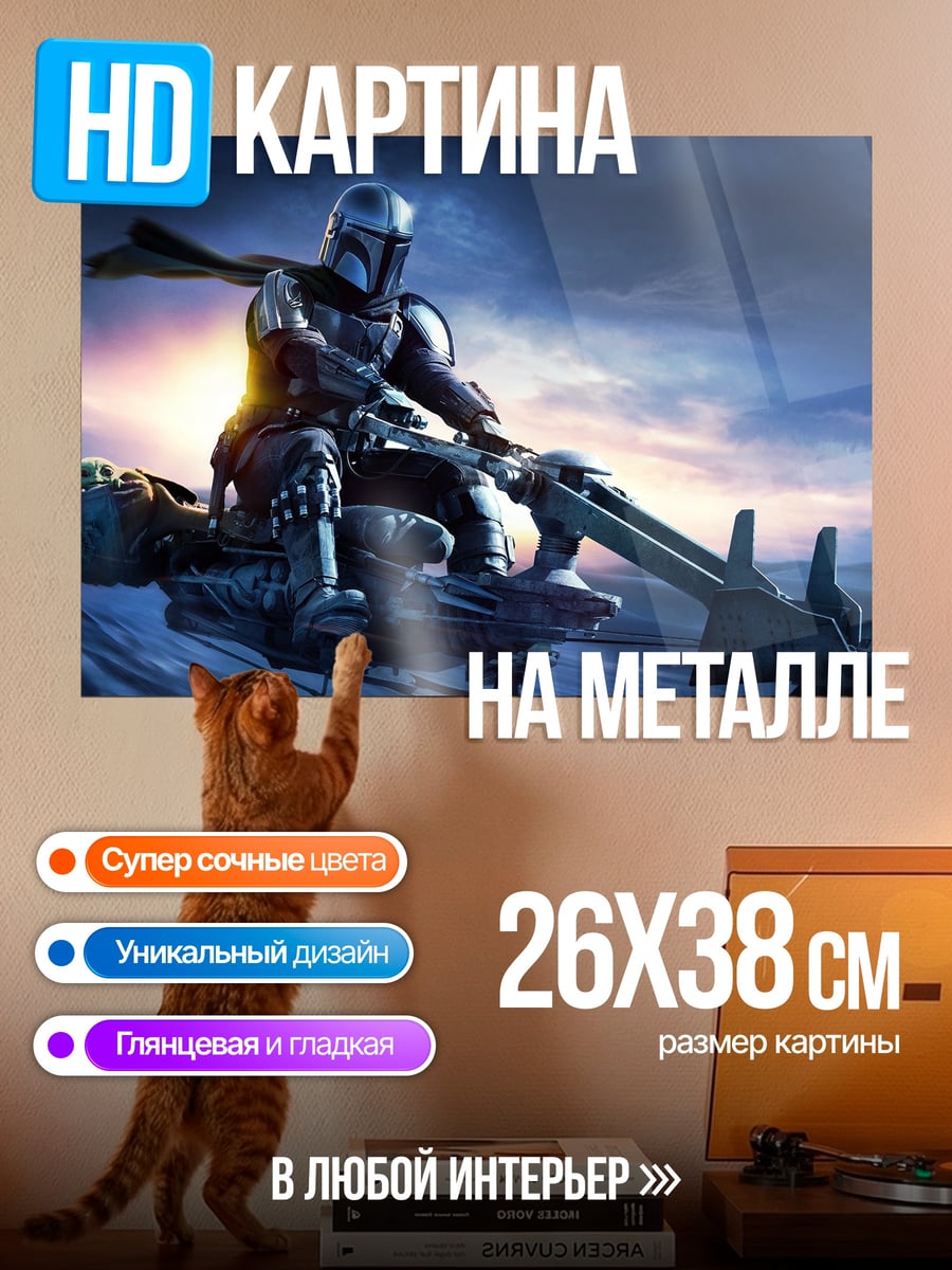 Картина на металле Мандалорец на спидере