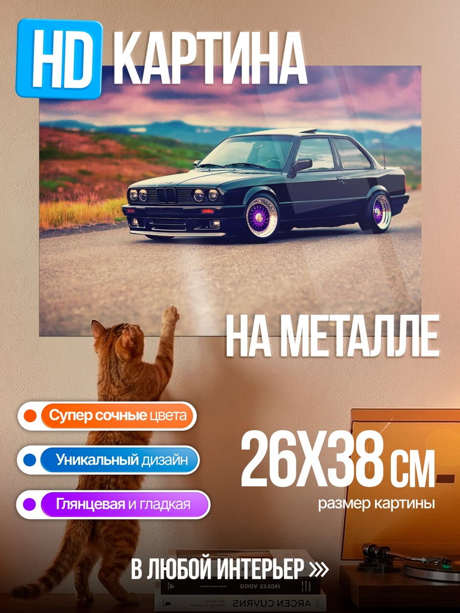 Картина на металле Черное купе