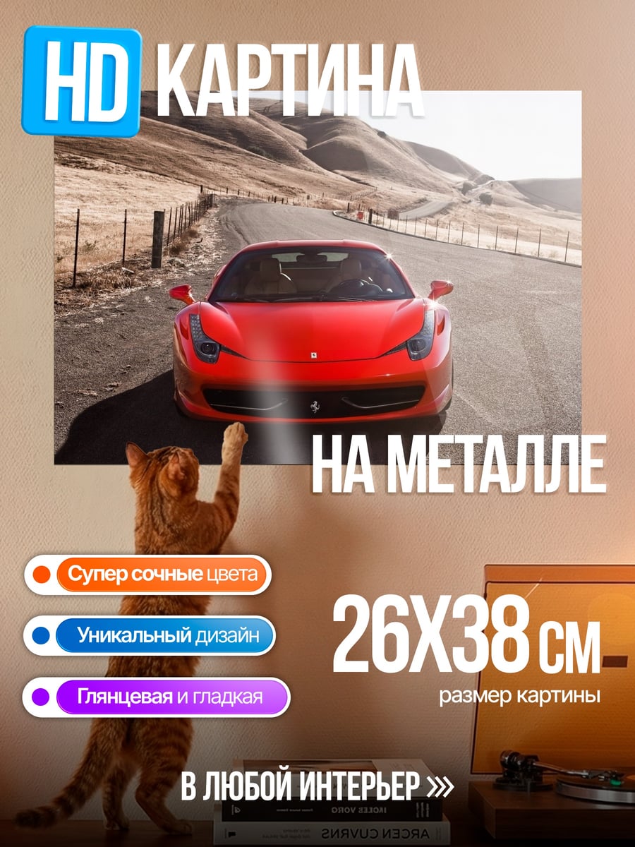 Картина на металле Красный Феррари