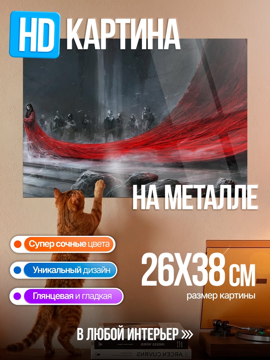 Картина на металле Красный плащ