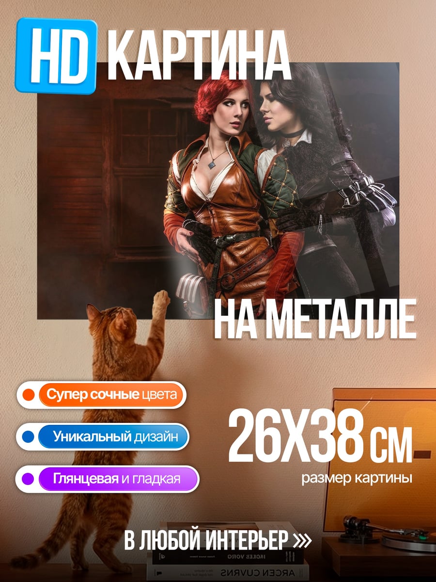 Картина на металле Ведьмаки Йен и Трисс