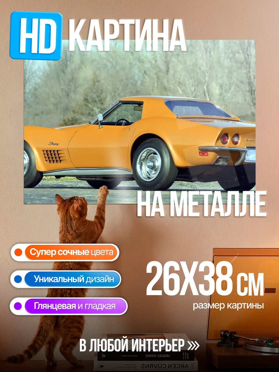 Картина на металле оранжевый спорткар