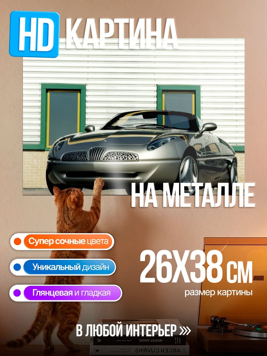 Картина на металле Серебристый спорткар