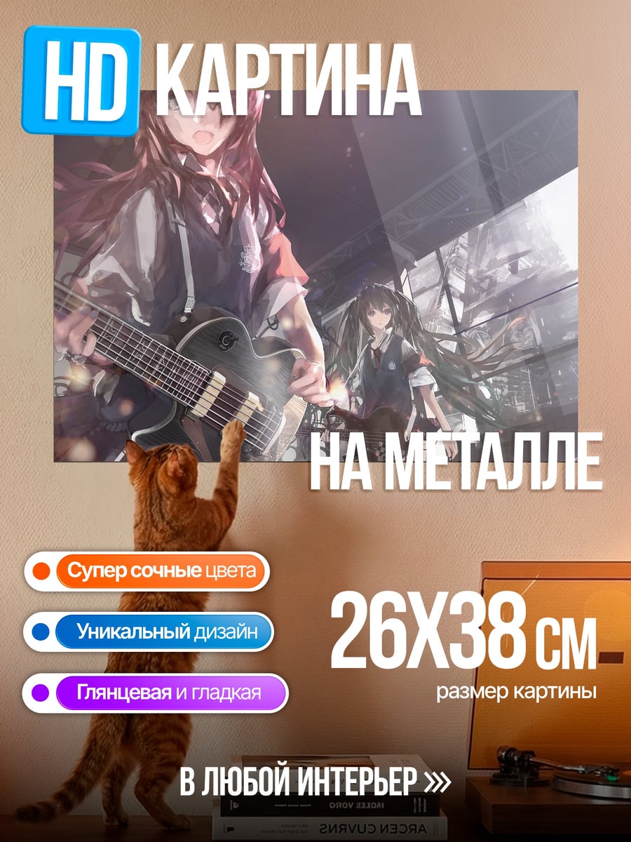 Картина на металле девушки играют рок