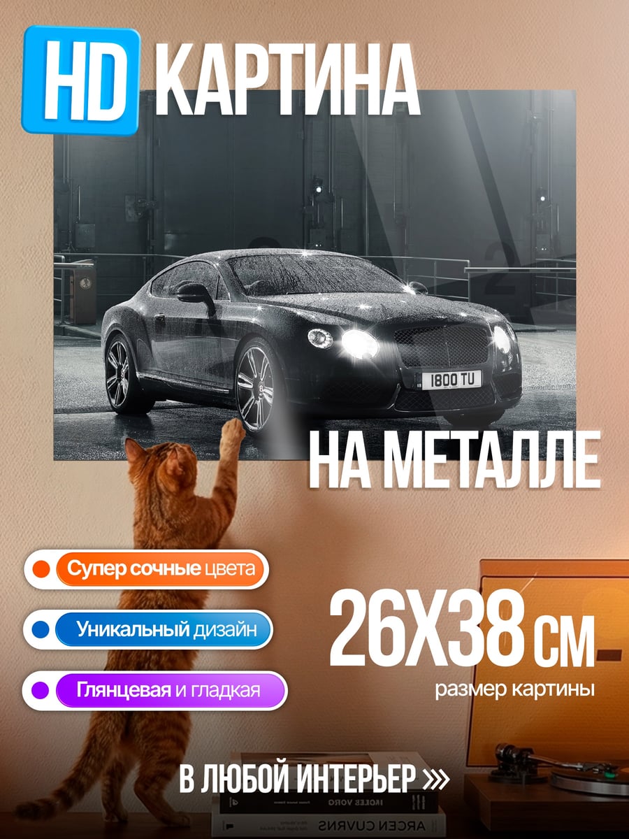 Картина на металле Черный Bentley