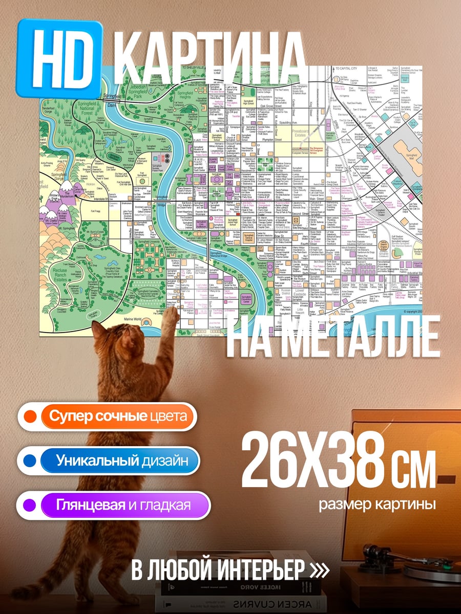 Картина на металле Карта города