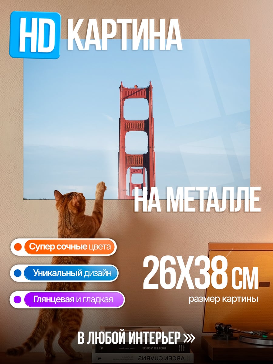 Картина на металле Золотые Ворота в небе