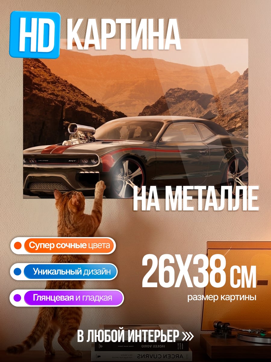 Картина на металле Черный маслкар