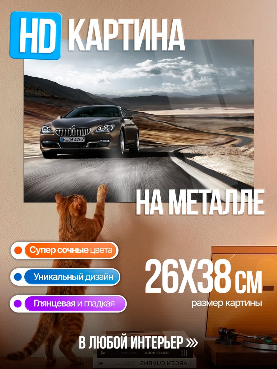 Картина на металле Автомобиль на дороге