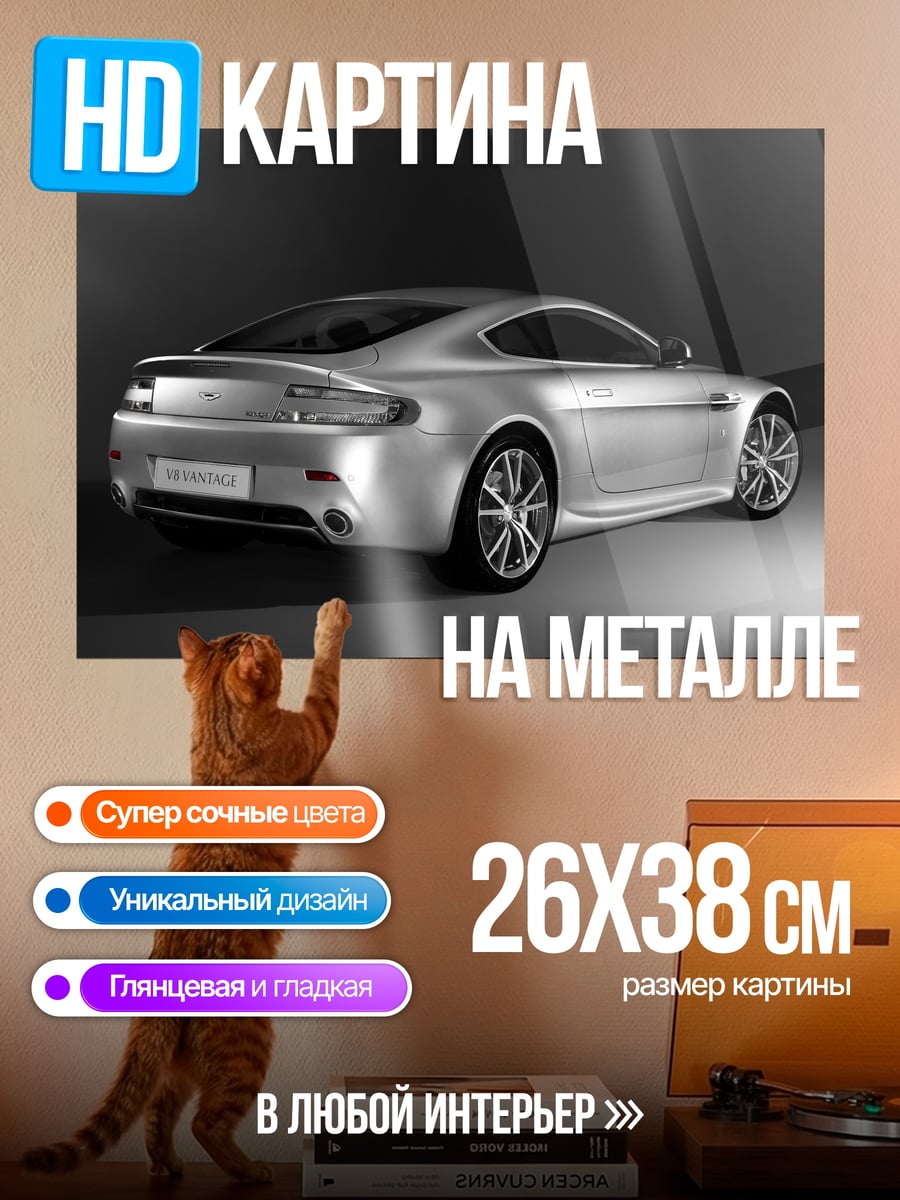 Картина на металле Серебряный спорткар