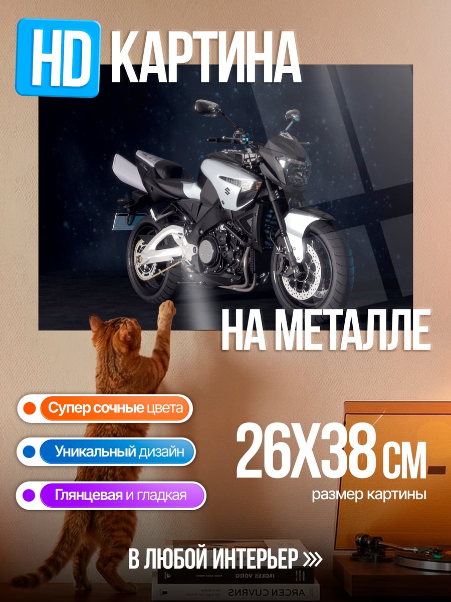 Картина на металле Спортивный мотоцикл