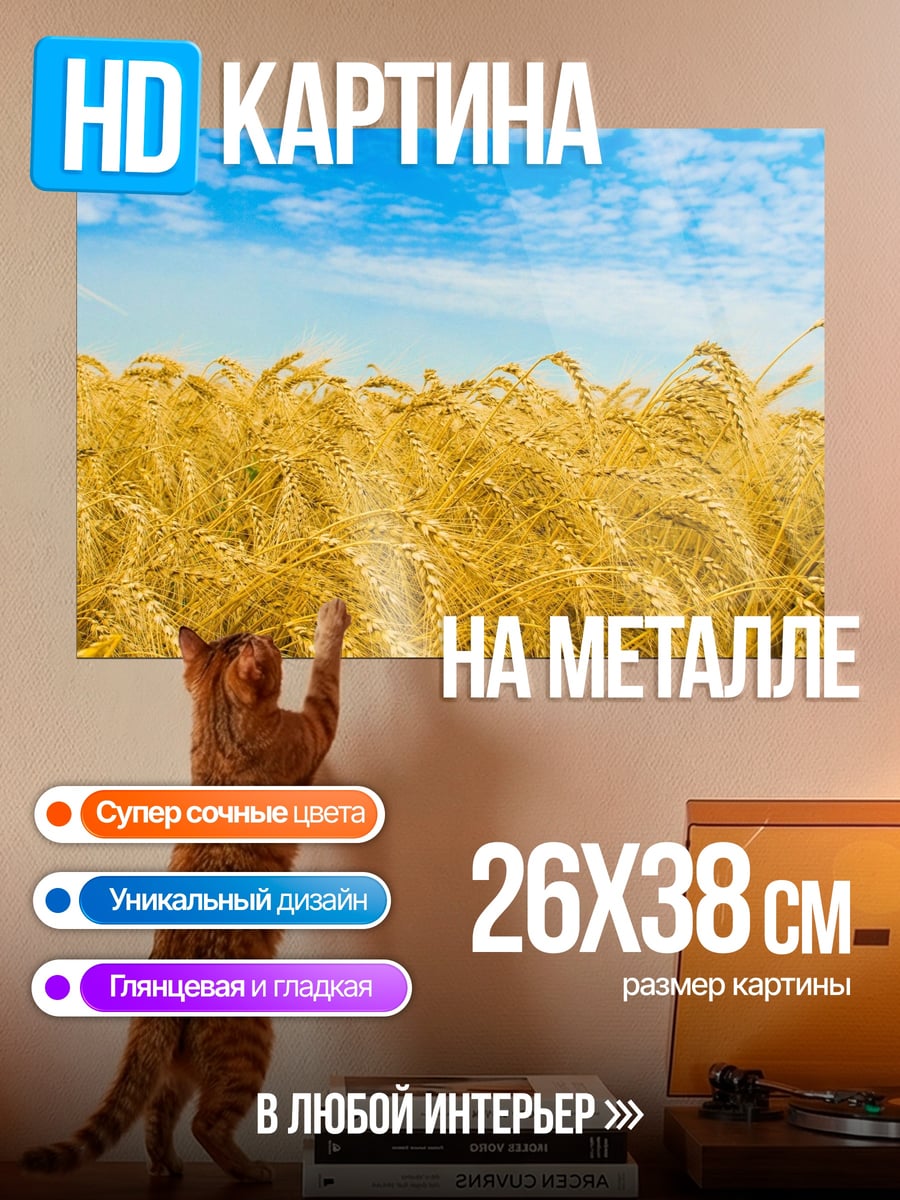 Картина на металле золотое поле пшеницы