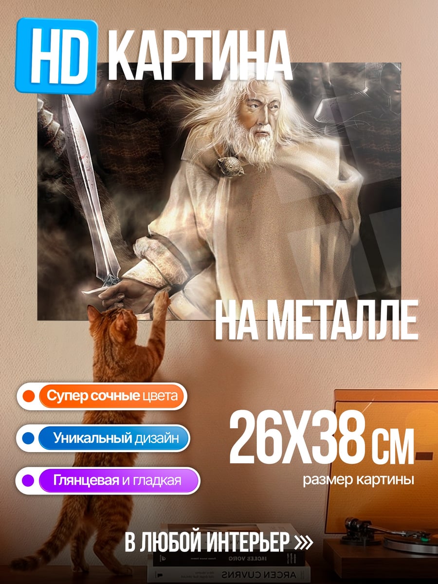 Картина на металле Старец с мечом
