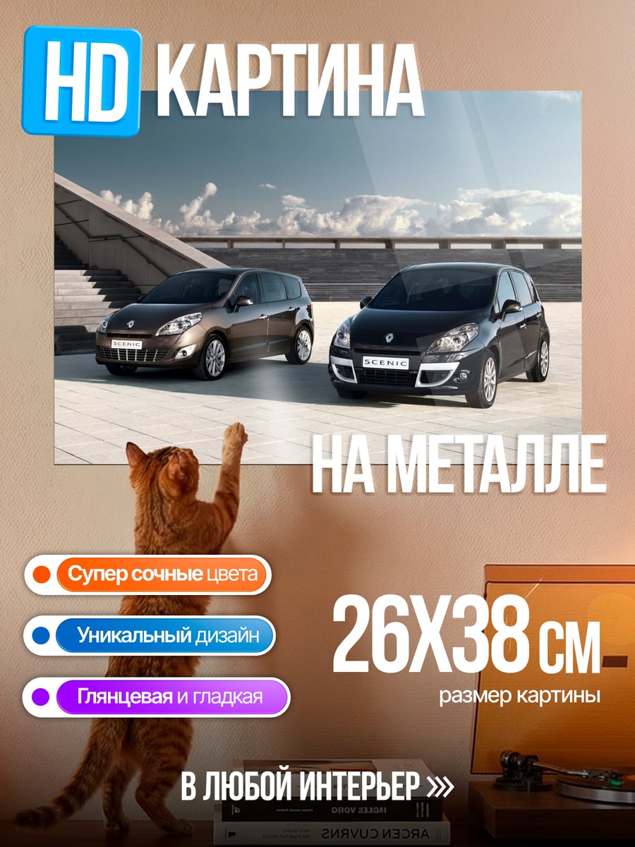Картина на металле Два автомобиля Renault