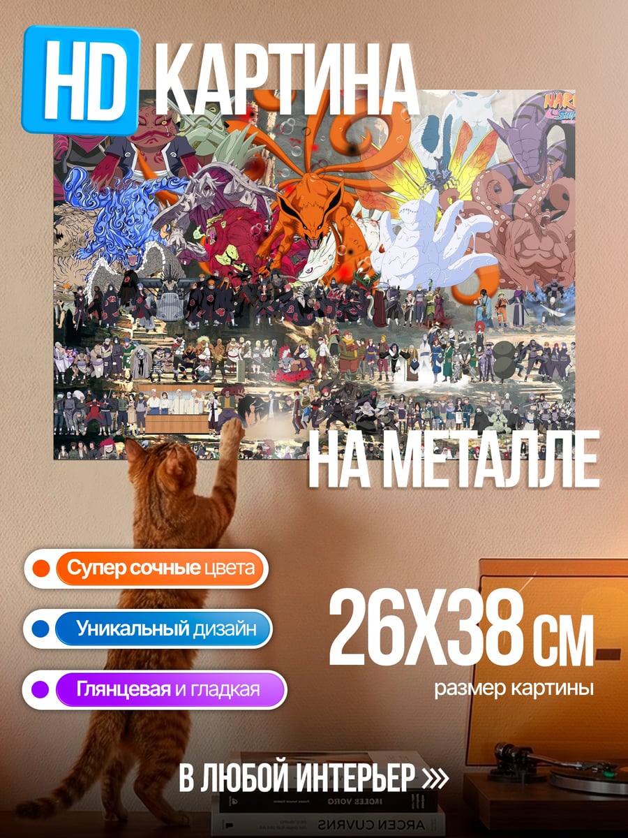 Картина на металле Все персонажи Наруто