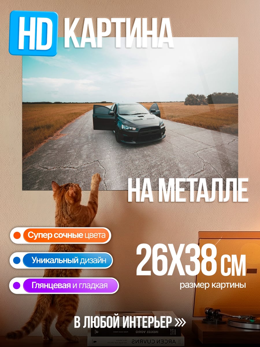Картина на металле Автомобиль на дороге