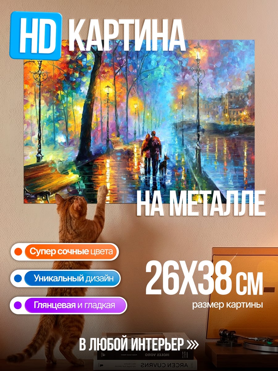 Картина на металле Пара под дождём