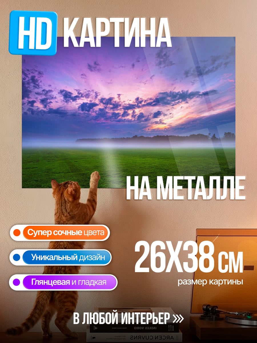 Картина на металле Туманное поле
