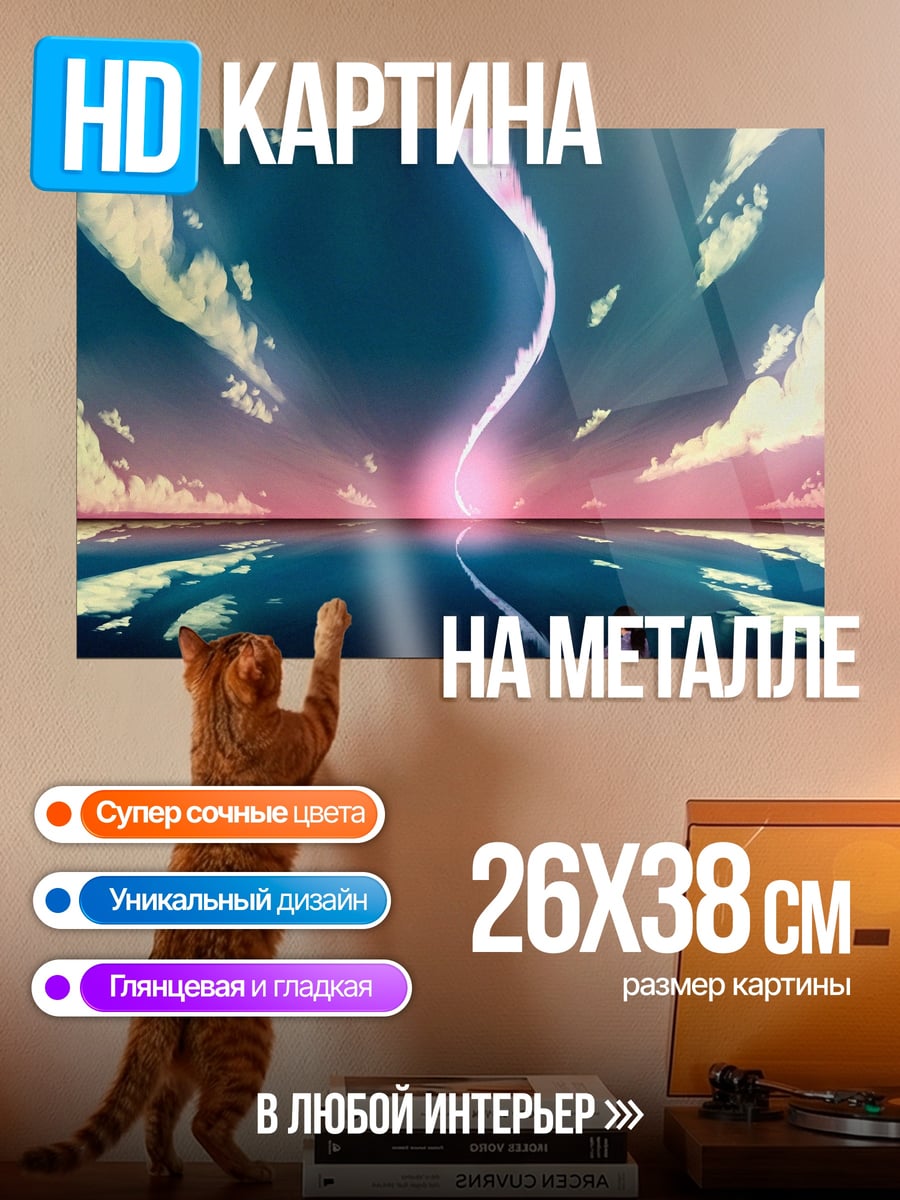 Картина на металле Девушка смотрит на закат