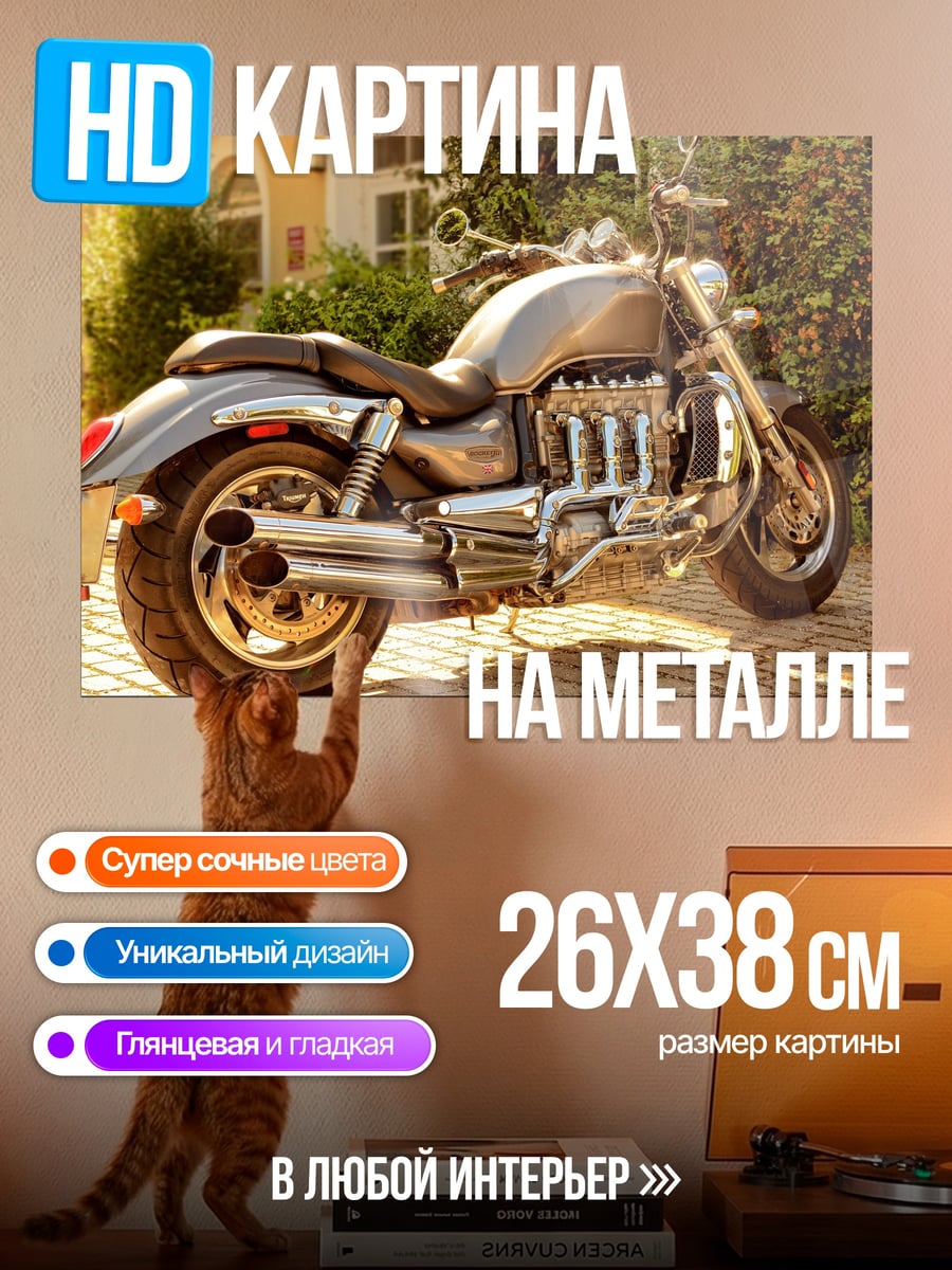 Картина на металле Мощный мотоцикл