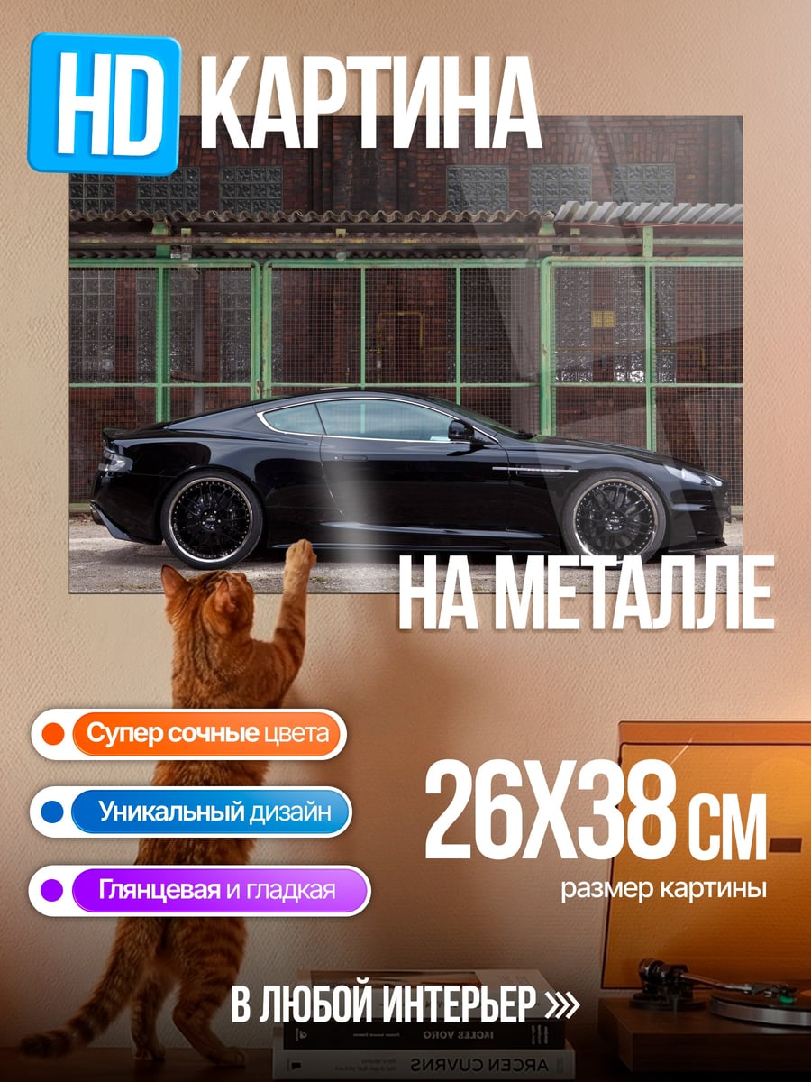 Картина на металле Чёрный спорткар