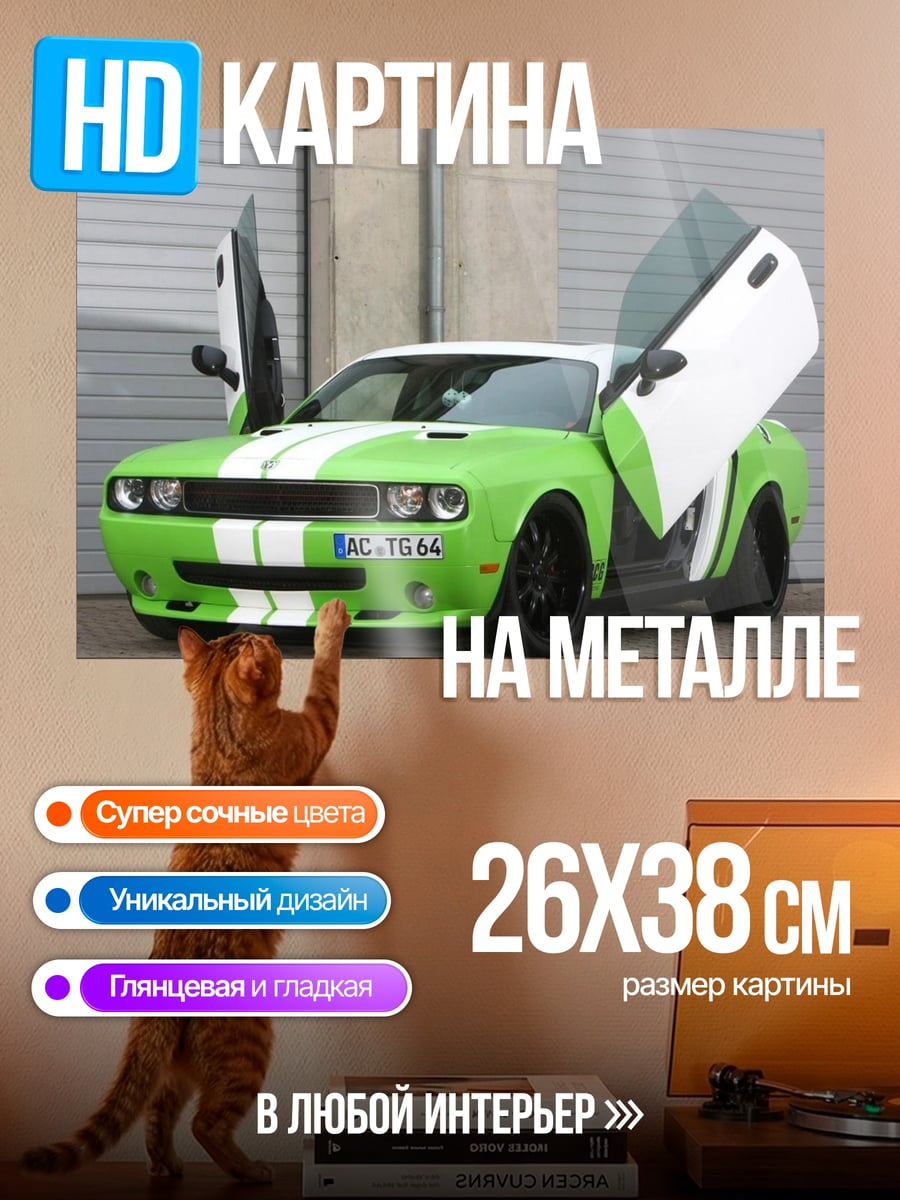 Картина на металле зеленый маслкар