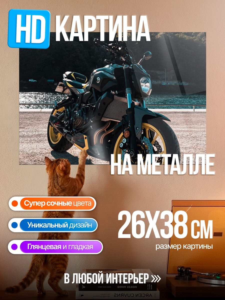 Картина на металле Спортивный мотоцикл