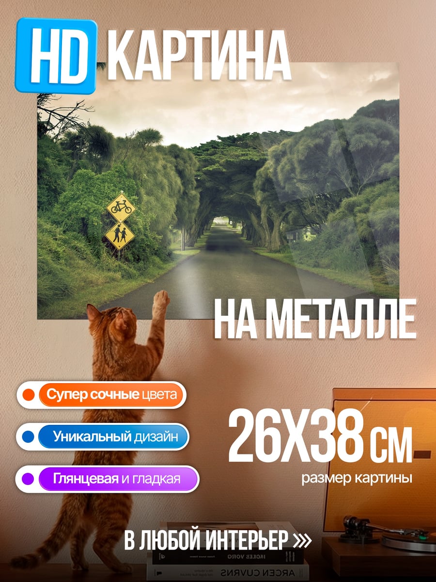Картина на металле Тоннель из деревьев