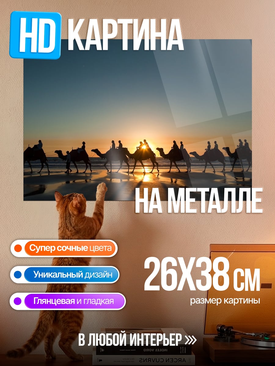 Картина на металле Караван в закате