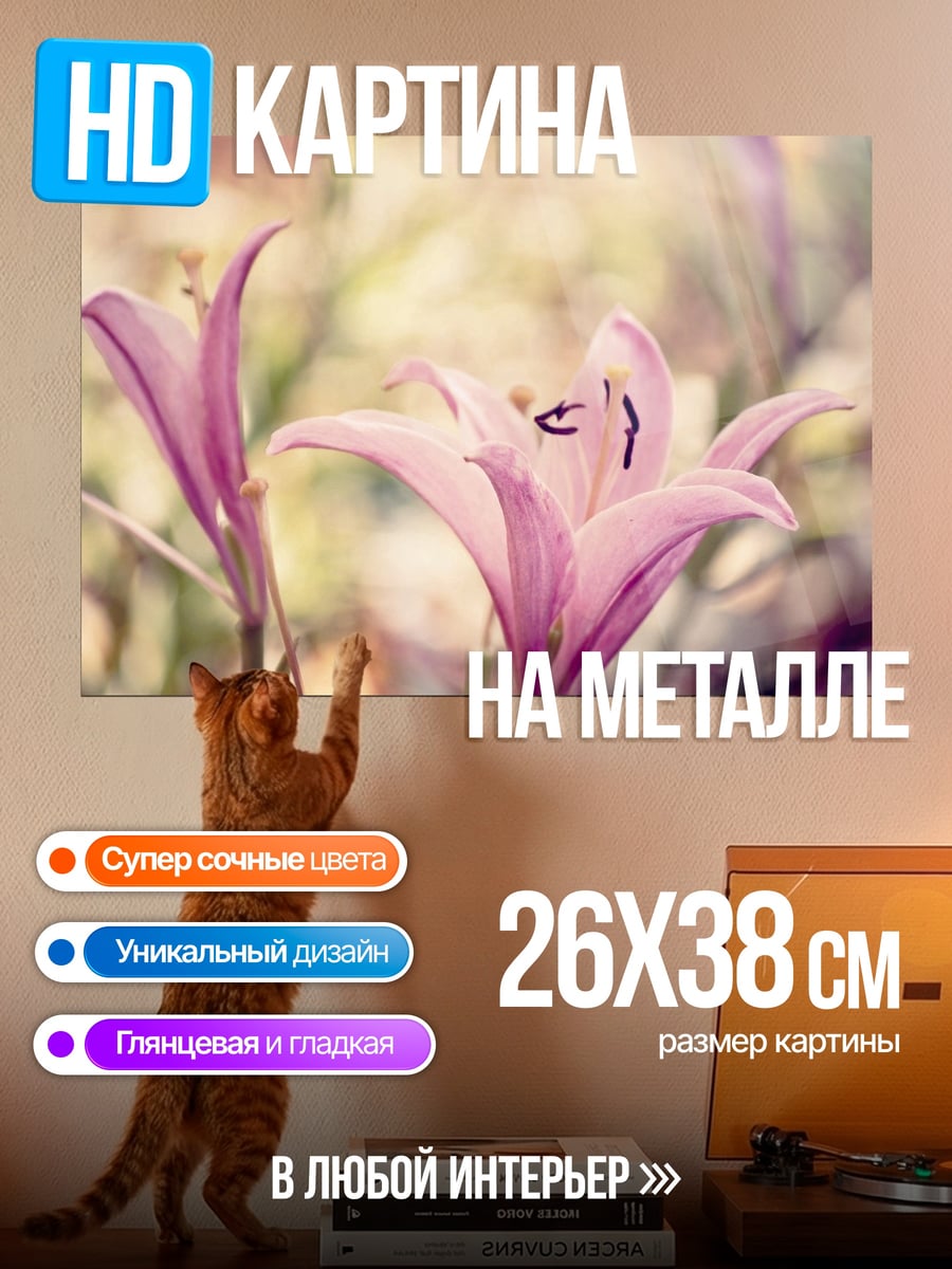 Картина на металле Розовые лилии