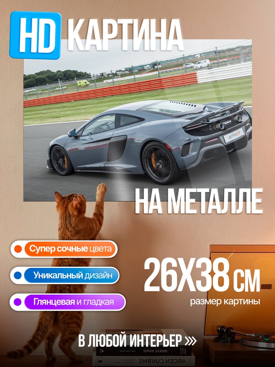 Картина на металле Серый спорткар