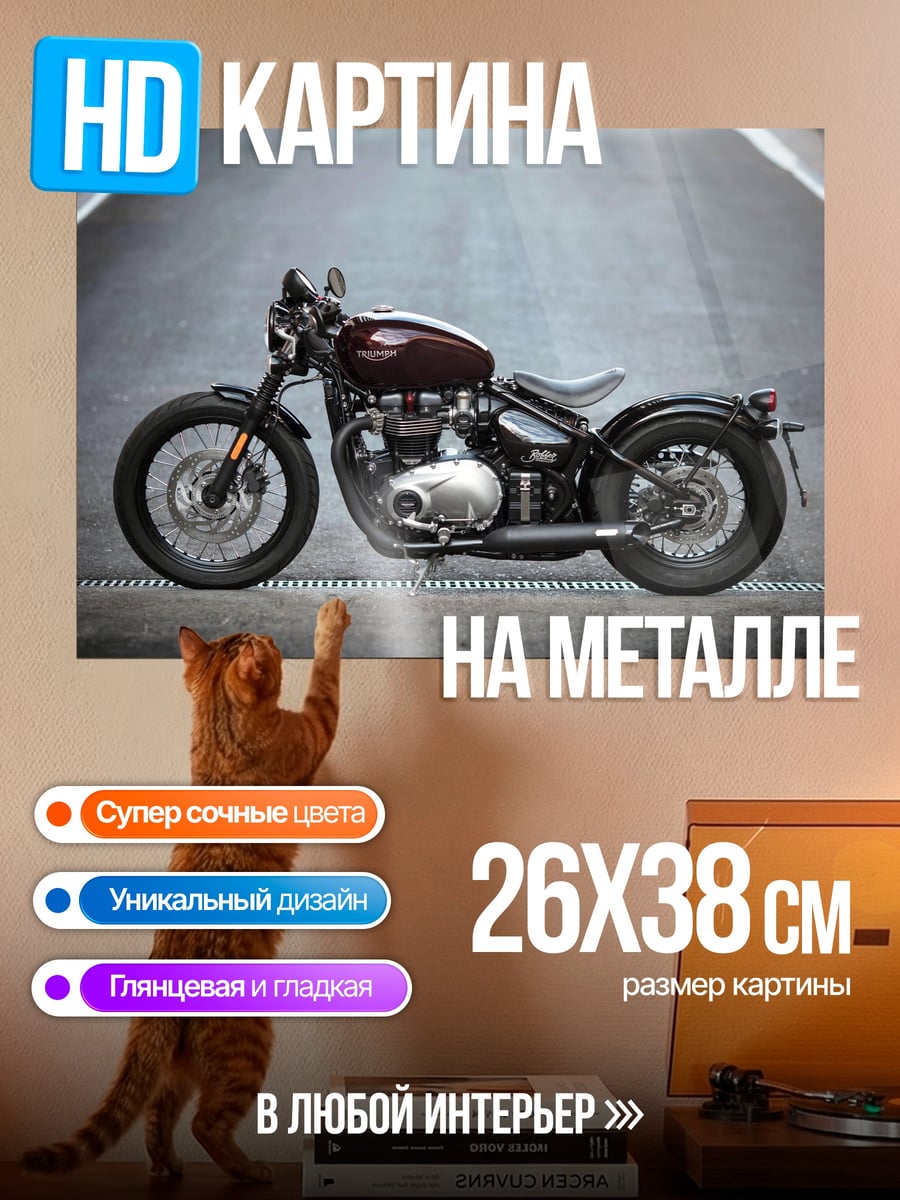 Картина на металле темный мотоцикл