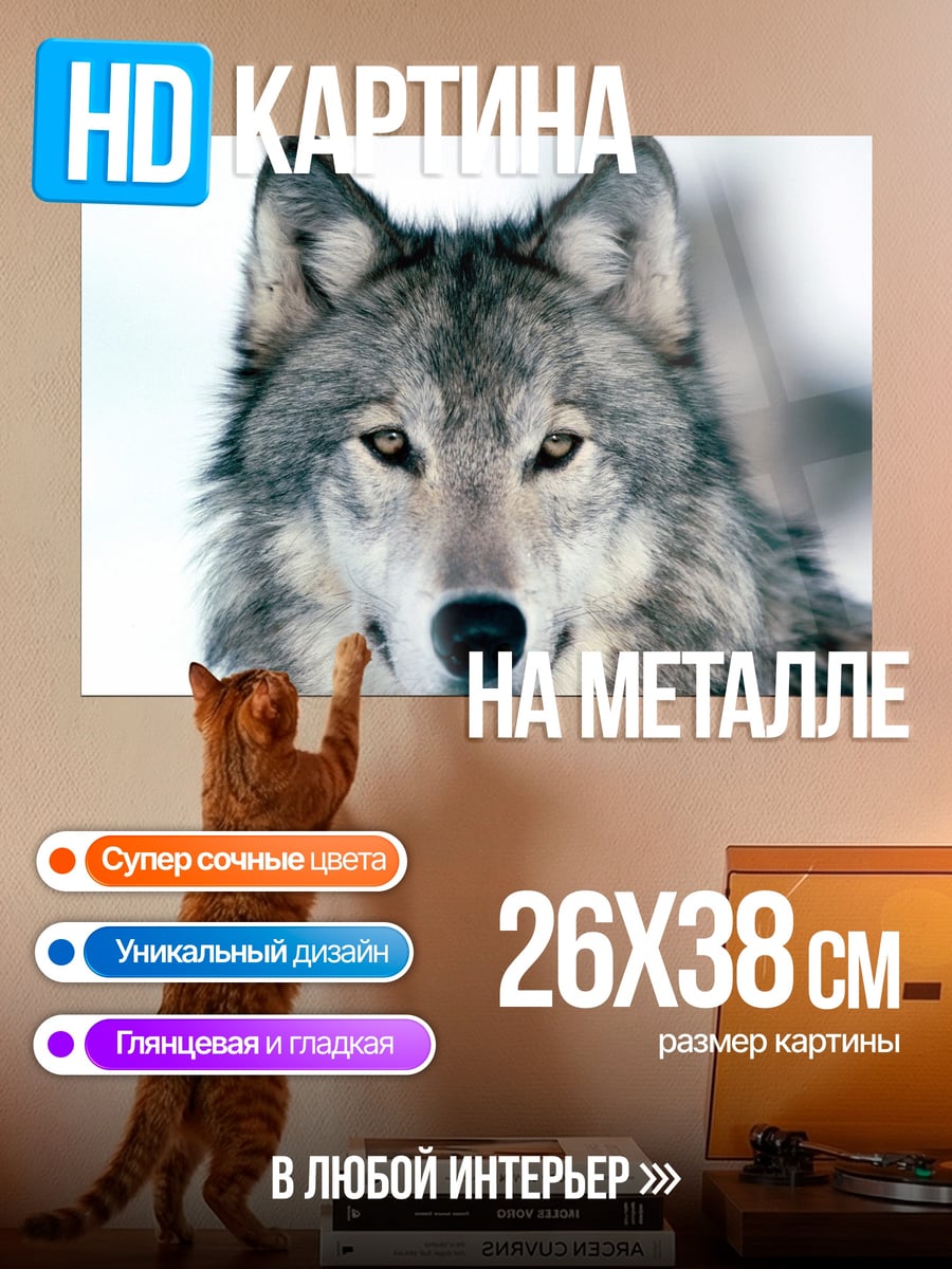 Картина на металле Портрет волка